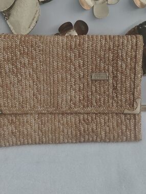 Tan Woven Clutch Bag